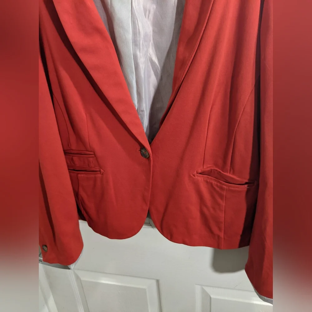 Cato Plus Size 16w Women's Long Sleeve 1 Button Closure Blazer Jacket Orange Red